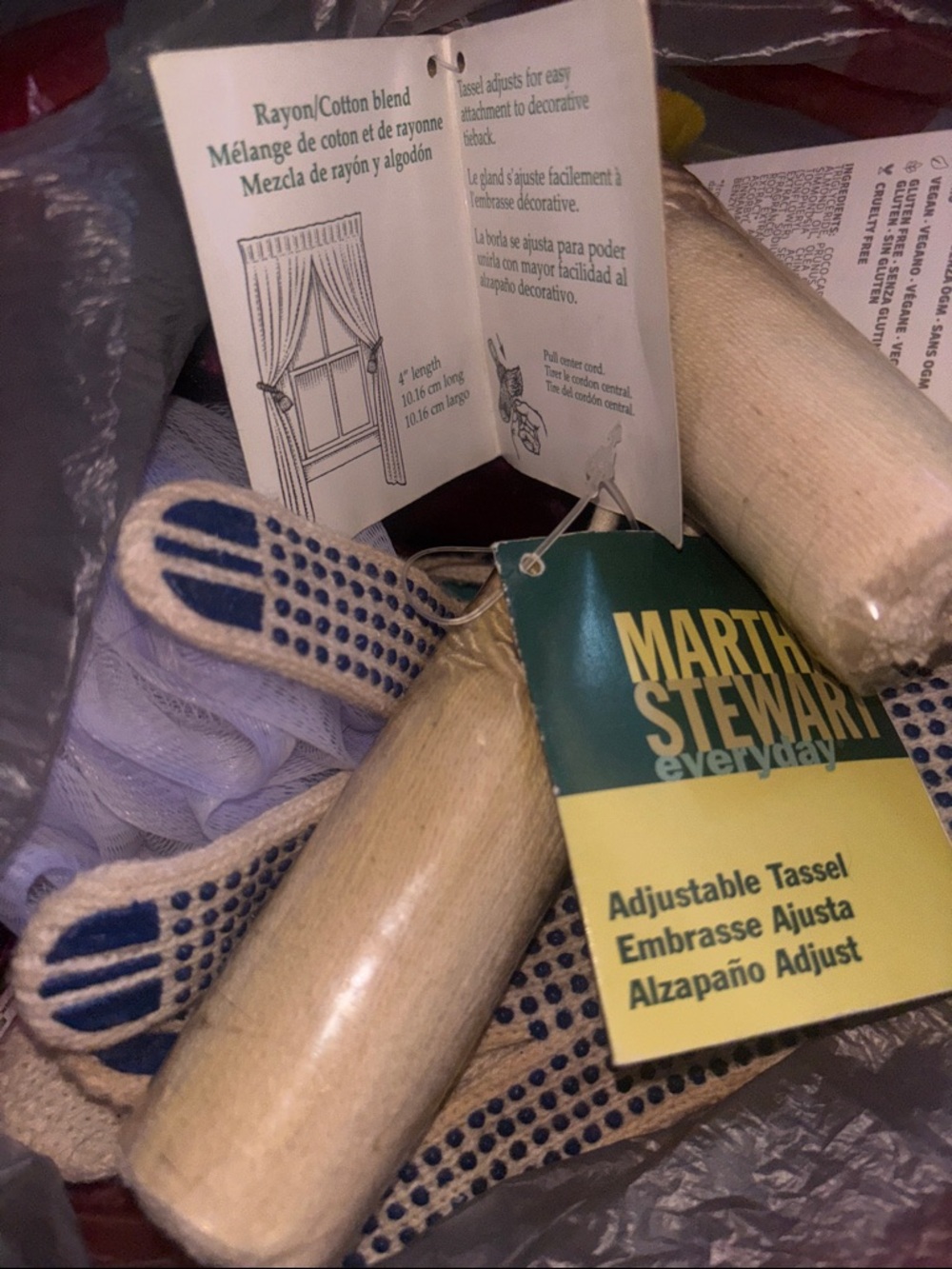 Martha Stewart Adjustable Tassel Tiebacks in Natural and Navy